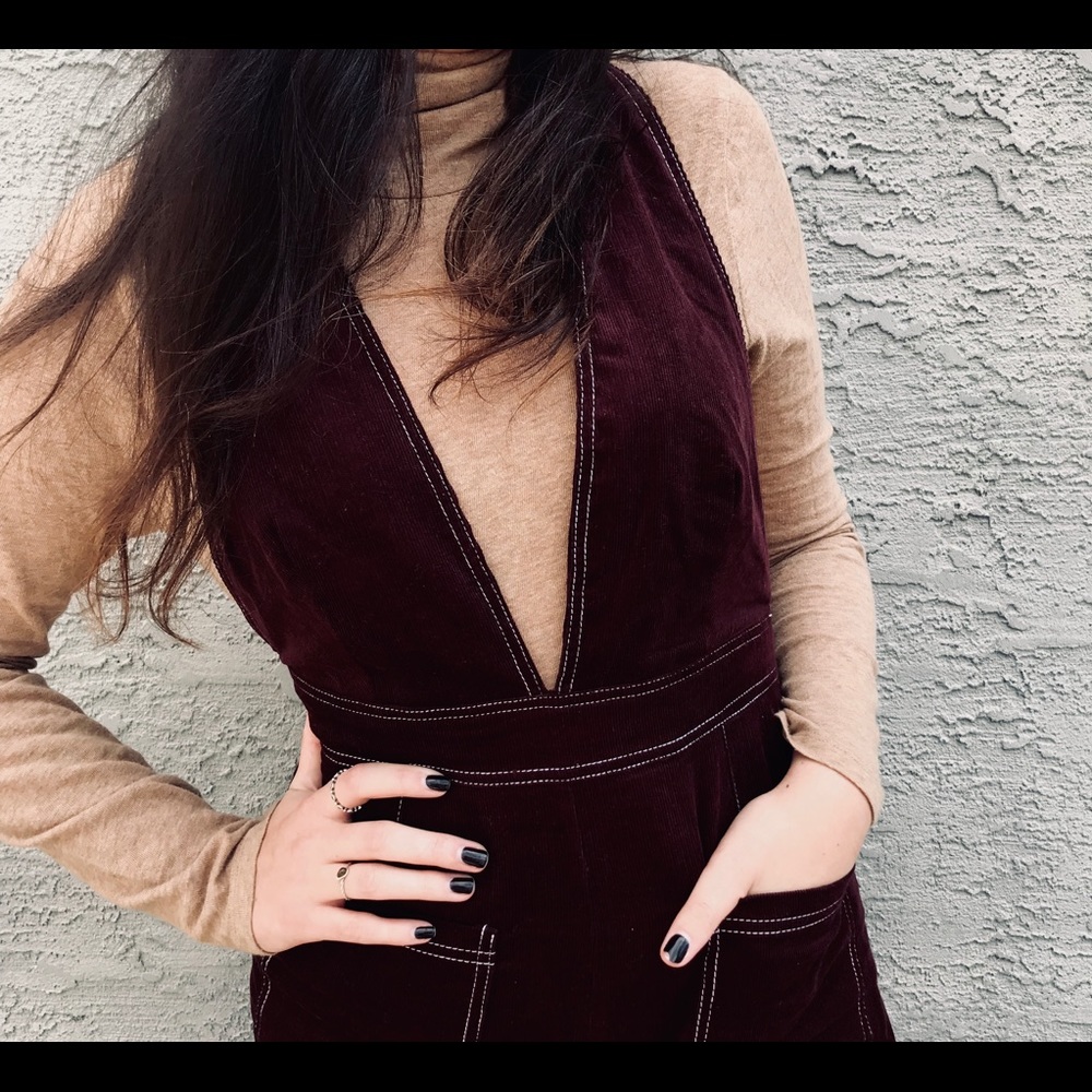 Corduroy Deep V Jumpsuit